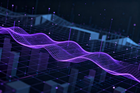 abstract technology background with glowing lines and dots. 3d renderingの素材