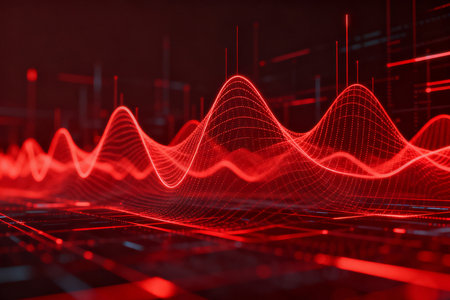 3d rendering of abstract digital sound wave background. Technology concept.の素材
