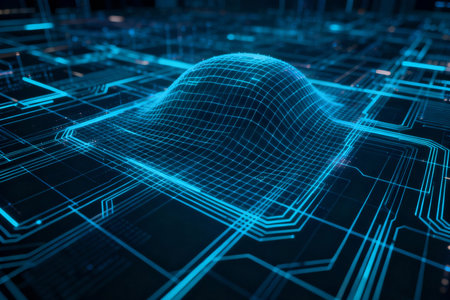 Abstract 3d rendering of circuit board. Technology background. 3D renderingの素材