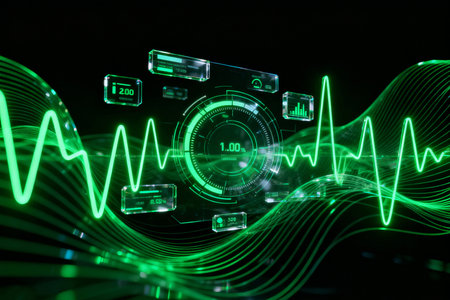 Abstract technology background. 3d rendering toned image double exposure.の素材