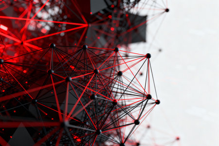 3D rendering of abstract technology background. Network connection structure with dots and lines.の素材