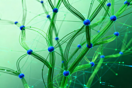 3d rendering of abstract technology digital background with connection lines and dotsの素材