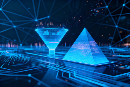 Futuristic HUD hologram on abstract blue background 3D renderingの素材