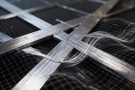 abstract metal grid background. 3d rendering, 3d illustration.の素材