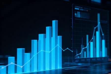 financial graph on dark background,concept of stock market analysis and tradingの素材