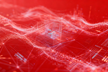 Data technology abstract futuristic illustration. 3D rendering. Big data visualization.の素材