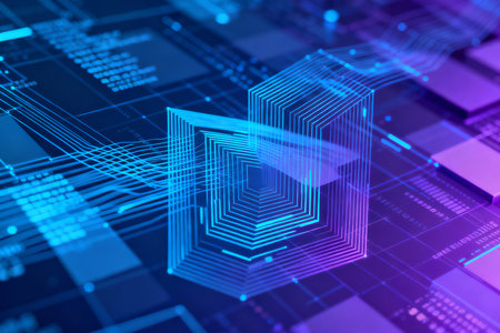 3d rendering of abstract digital technology background. Futuristic user interface.の素材