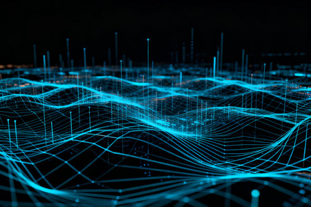 3D rendering abstract technology background. Network connection structure. Big data visualization.の素材