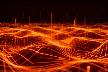 3D illustration of abstract technology background. Network connection structure. Big data visualization.の素材