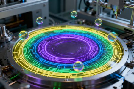 3D rendering of the abstract hologram of the mechanism of the machineの素材