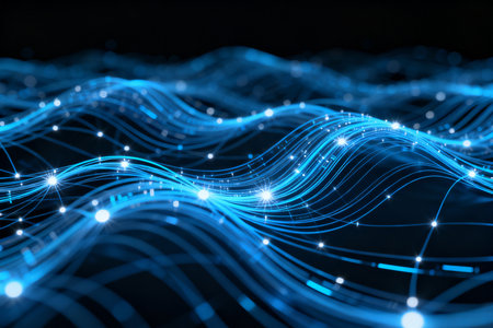 3d illustration of abstract digital technology background. Network connection structure.の素材