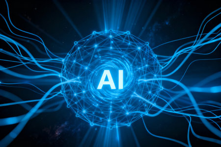 AI Artificial intelligence (AI) concept. Abstract technology background. 3D renderingの素材