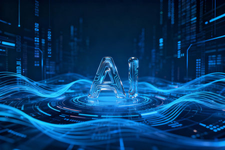 3d rendering of letter A on technology background. Alphabet concept.の素材