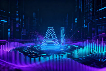 Abstract glowing artificial intelligence (AI) concept. 3D Renderingの素材