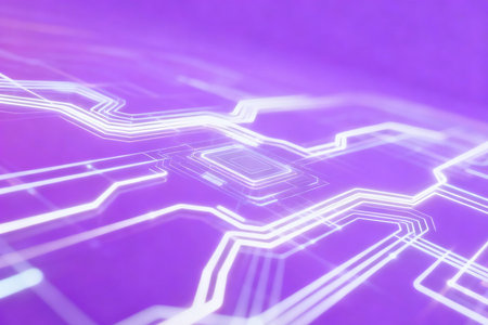 Futuristic technology background with glowing lines and dots. 3d renderingの素材