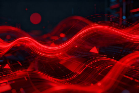 Abstract red technology background. 3d rendering, 3d illustration.の素材