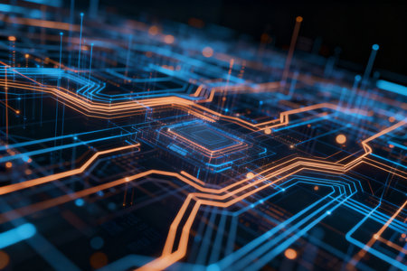 Circuit board. Technology and science concept. 3D Renderingの素材