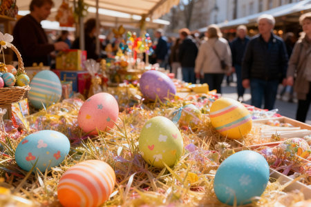 Colorful Easter eggs on the market in St. Petersburg, Russiaの素材