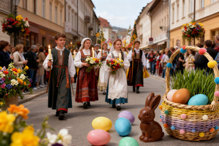 Easter procession in Vilnius. Vilnius is the capital and largest city of Lithuania.の素材