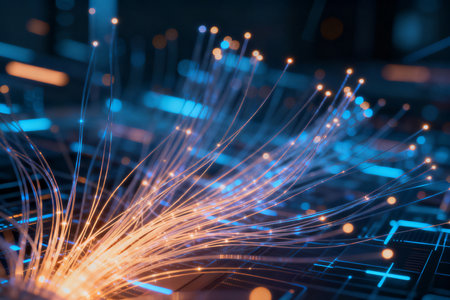 Fiber optics background with lots of light spots, 3d renderingの素材