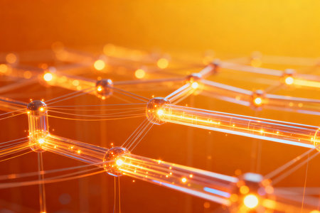 Close up of electronic circuit board with microchips. Technology backgroundの素材