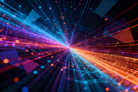 abstract technology background - 3d rendering toned image double exposureの素材