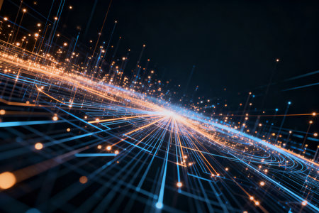 Abstract technology background. 3d rendering toned image double exposure.の素材