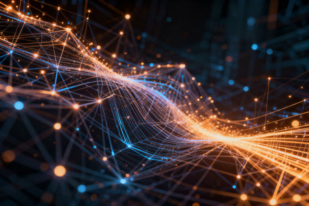 Abstract technology background. Network connection structure. 3d rendering toned imageの素材