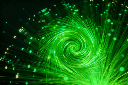 Abstract fractal background with green glowing lines. Computer generated graphics.の素材
