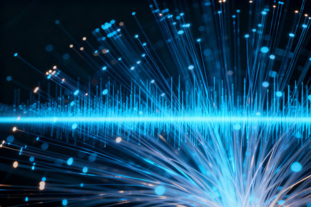 Fiber optics background with lots of light spots (3d render)の素材