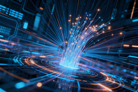 3D rendering of abstract technology background. High speed internet concept.の素材