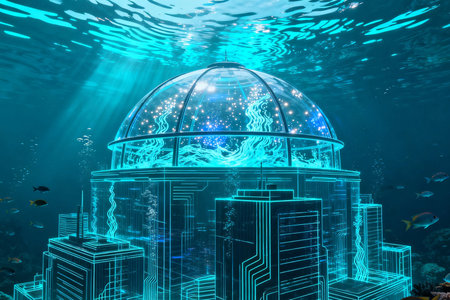 Underwater view of the underwater world. Underwater world. 3d renderingの素材