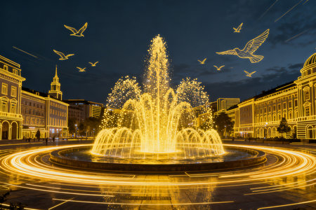 Fountain in the center of Kazan, Tatarstan, Russiaの素材