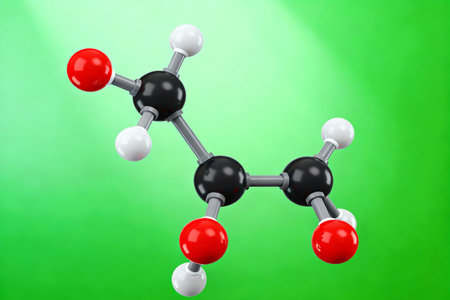 Molecular model of acetylene (acetylene) on green backgroundの素材