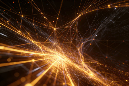3D rendering of abstract technology digital background. Network connection structure.の素材