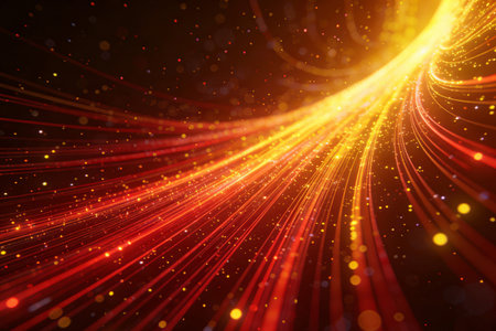 abstract background with red rays and bokeh defocused lightsの素材