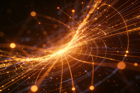 3D illustration of abstract technology background. Network connection structure. 3D renderingの素材