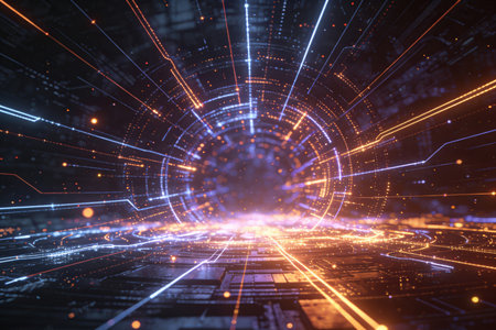 3d rendering of abstract technology concept. Futuristic digital background.の素材