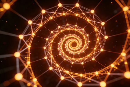 Abstract technology background. Network connection with dots and lines. 3d renderingの素材