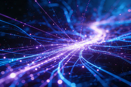 3d illustration of technology abstract background with glowing particles. Network connection structure.の素材