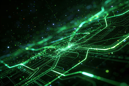 Futuristic technology circuit board. 3d rendering toned imageの素材
