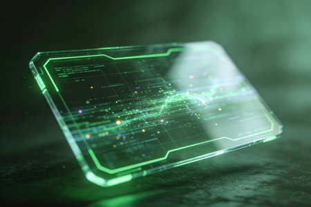 Futuristic circuit board on a dark background. 3d renderingの素材