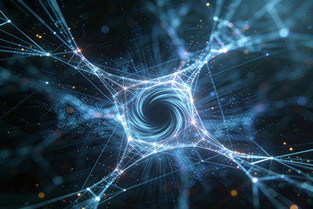 Abstract 3d rendering of network connection structure. Futuristic background.の素材