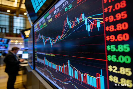 Stock market or forex trading graph and candlestick chart suitable for financial investment concept. Economic trends background for business idea and all art work design.の素材