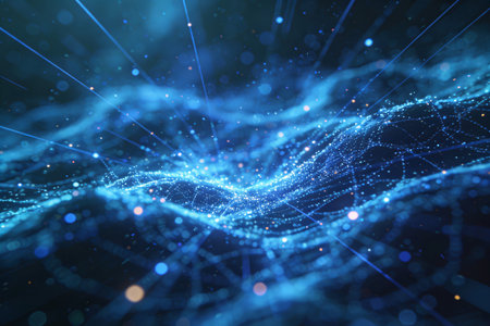 3D rendering of abstract digital technology background. Network connection structure. Big data visualization.の素材