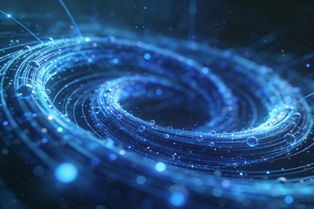 Abstract blue background with glowing lines. 3d rendering, 3d illustration.の素材