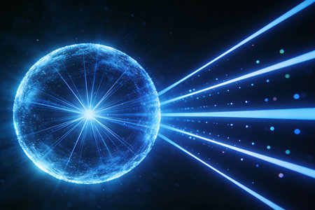 Abstract blue background with a sphere. 3d rendering, 3d illustration.の素材