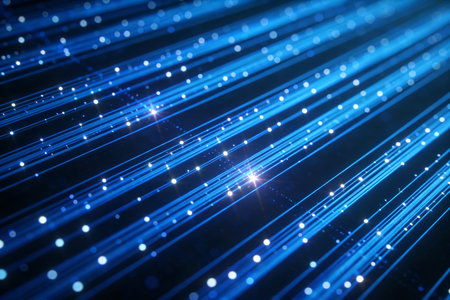 Abstract technology background with blue glowing lines. 3d rendering toned imageの素材