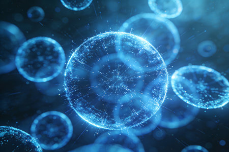 Abstract 3d rendering of chaotic particles. Bokeh effect.の素材