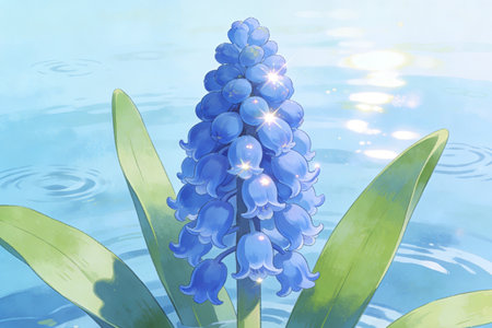 Blue hyacinth flower in the water. Blue hyacinth.の素材